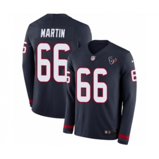 Men's Nike Houston Texans #66 Nick Martin Limited Navy Blue Therma Long Sleeve NFL Jersey - Ujersey