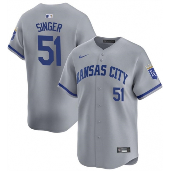 Men's Kansas City Royals #51 Brady Singer Gray Away Stitched Baseball Jersey - Ujersey