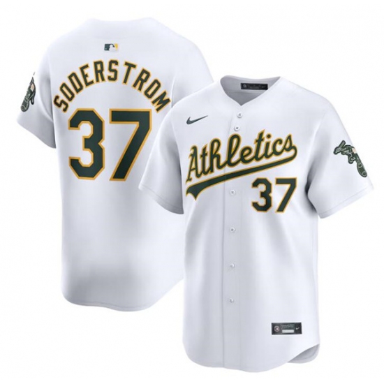 Men's Oakland Athletics #37 Tyler Soderstrom White Home Limited Stitched Jersey - Ujersey