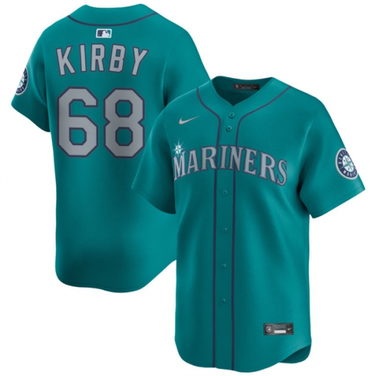 Men's Seattle Mariners #68 George Kirby Aqua Limited Stitched Baseball Jersey - Ujersey