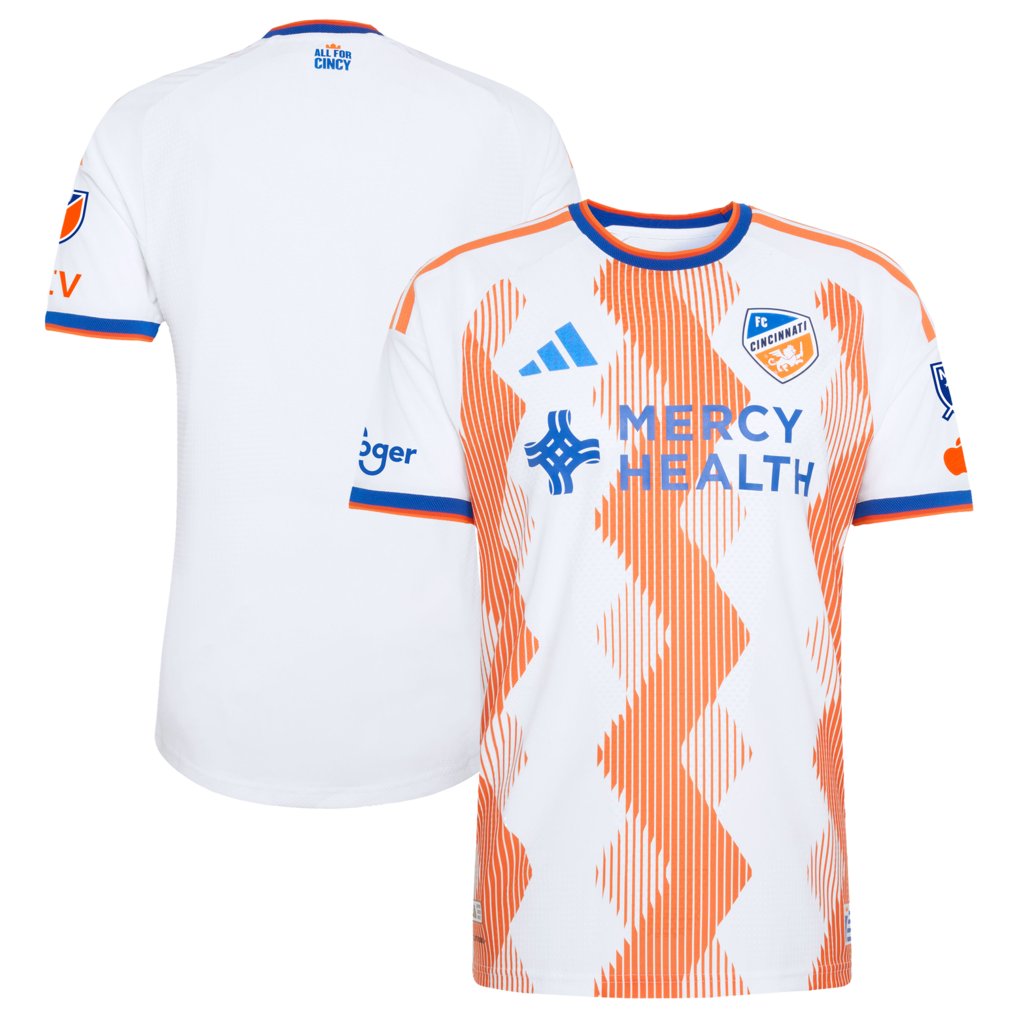 Men's FC Cincinnati adidas White 2026 The Seven Hills Kit On-Field Authentic Patch Jersey - Ujersey