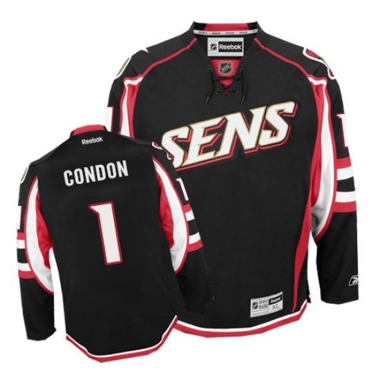 Men's Reebok Ottawa Senators #1 Mike Condon Authentic Black Third NHL Jersey - Ujersey