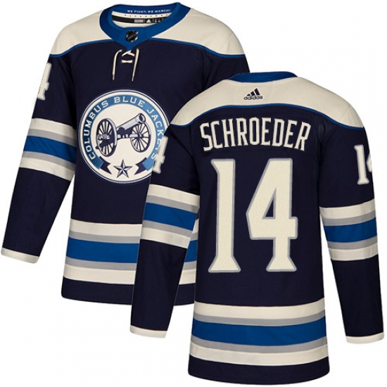 Youth Adidas Columbus Blue Jackets #14 Jordan Schroeder Authentic Navy Blue Alternate NHL Jersey - Ujersey