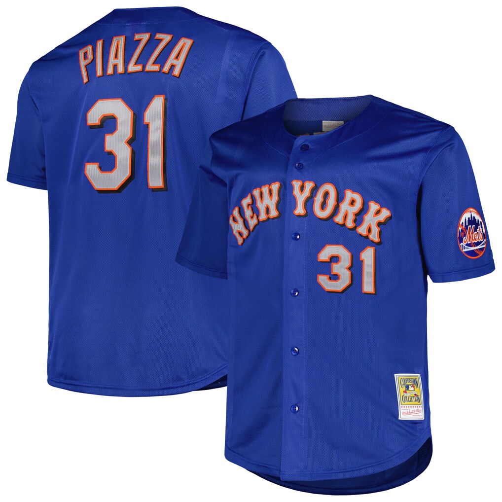 Men's New York Mets Mike Piazza Mitchell & Ness Royal Big & Tall Cooperstown Mesh Batting Practice Jersey - Ujersey