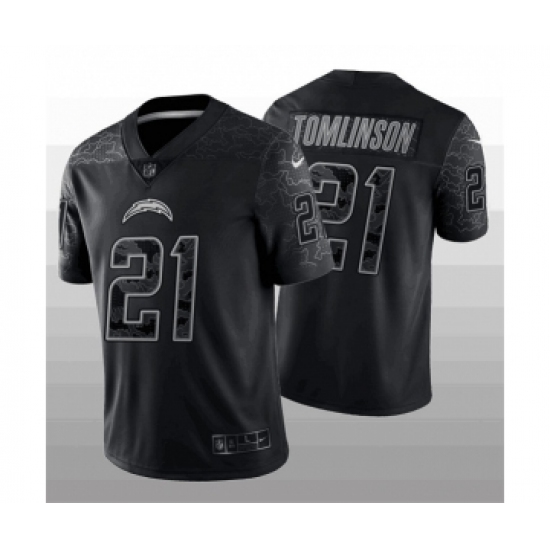 Men's Los Angeles Chargers #21 LaDainian Tomlinson Black Reflective Limited Stitched Football Jersey - Ujersey