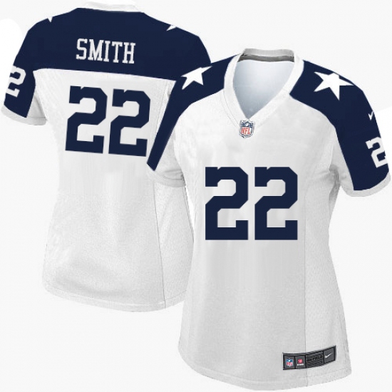 Women's Nike Dallas Cowboys #22 Emmitt Smith Limited White Throwback Alternate NFL Jersey - Ujersey