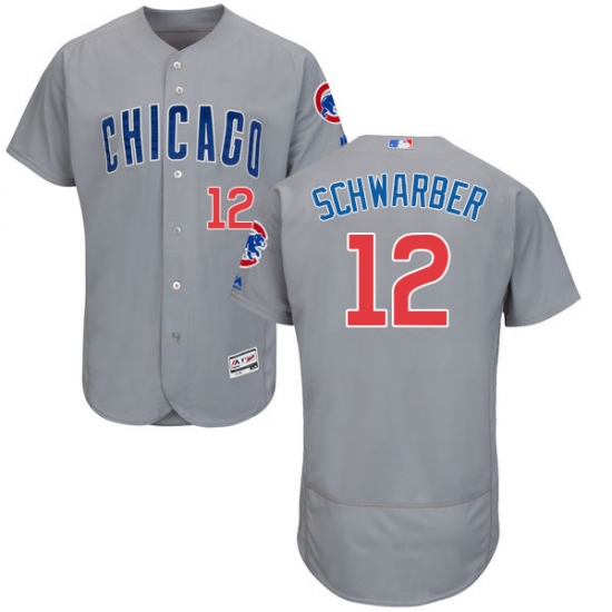 Men's Majestic Chicago Cubs #12 Kyle Schwarber Grey Road Flex Base Authentic Collection MLB Jersey - Ujersey
