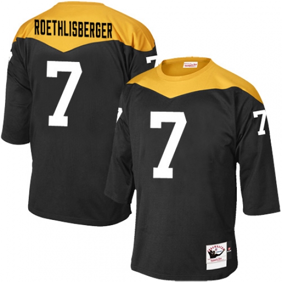 Men's Mitchell and Ness Pittsburgh Steelers #7 Ben Roethlisberger Elite Black 1967 Home Throwback NFL Jersey - Ujersey