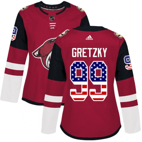 Women's Adidas Arizona Coyotes #99 Wayne Gretzky Authentic Red USA Flag Fashion NHL Jersey - Ujersey