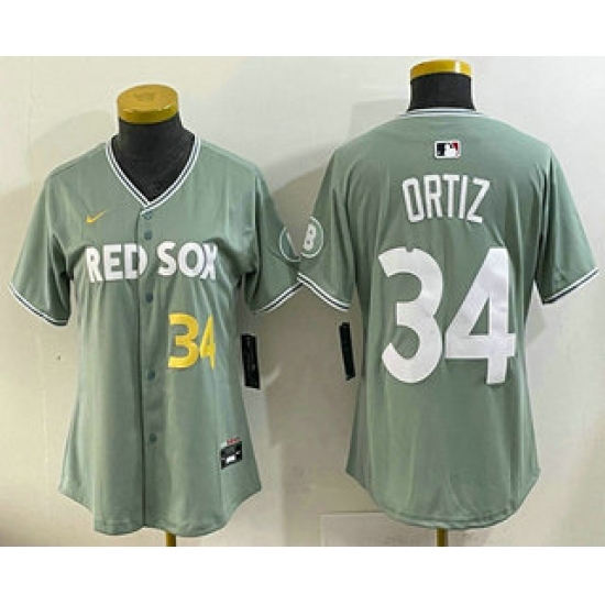 Women's Boston Red Sox #34 David Ortiz Light Green 2025 City Connect Player Name Limited Jersey - Ujersey