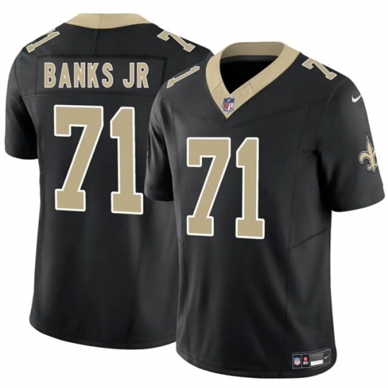 Men's New Orleans Saints #71 Kelvin Banks Jr Black 2025 Draft F.U.S.E. Vapor Limited Football Stitched Jersey - Ujersey