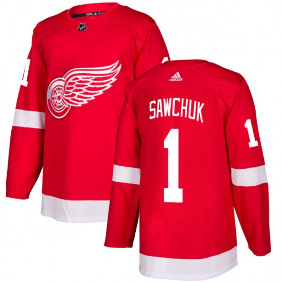 Men's Adidas Detroit Red Wings #1 Terry Sawchuk Authentic Red Home NHL Jersey - Ujersey