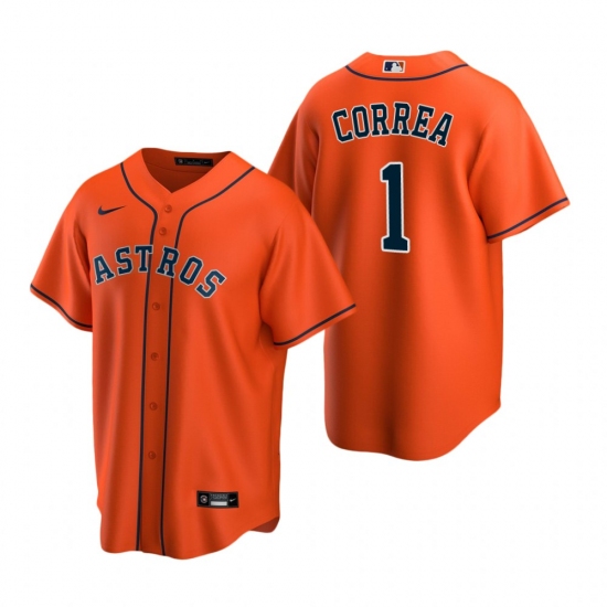 Men's Nike Houston Astros #1 Carlos Correa Orange Alternate Stitched Baseball Jersey - Ujersey