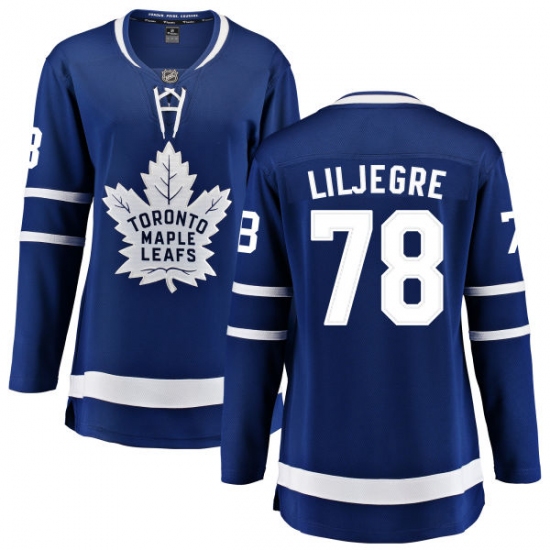 Women's Toronto Maple Leafs #78 Timothy Liljegren Authentic Royal Blue Home Fanatics Branded Breakaway NHL Jersey - Ujersey