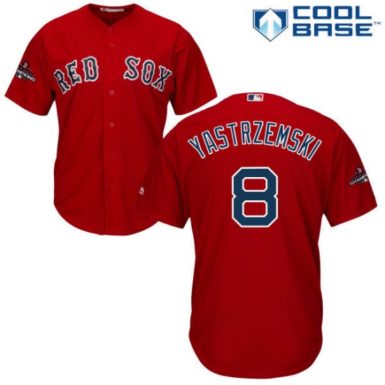 Youth Majestic Boston Red Sox #8 Carl Yastrzemski Authentic Red Alternate Home Cool Base 2018 World Series Champions MLB Jersey - Ujersey