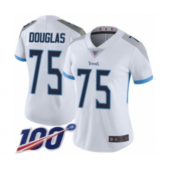 Women's Tennessee Titans #75 Jamil Douglas White Vapor Untouchable Limited Player 100th Season Football Jersey - Ujersey
