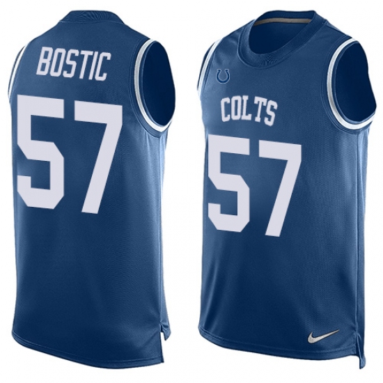 Men's Nike Indianapolis Colts #57 Jon Bostic Limited Royal Blue Player Name & Number Tank Top NFL Jersey - Ujersey