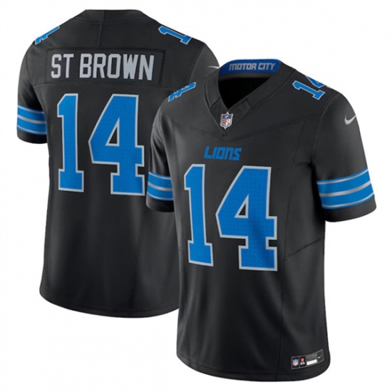 Men's Detroit Lions #14 Amon-Ra St. Brown Black 2024 F.U.S.E. 2nd Alternate Vapor Limited Stitched Jersey - Ujersey