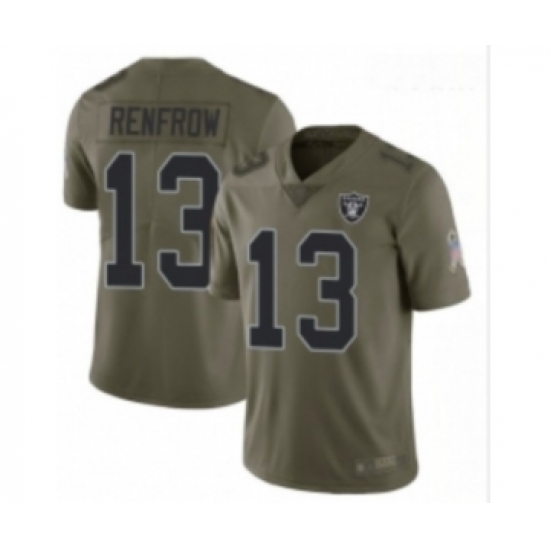 Youth Las Vegas Raiders #13 Hunter Renfrow Olive Stitched Football Limited 2017 Salute to Service Jersey - Ujersey