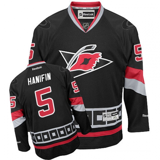 Youth Reebok Carolina Hurricanes #5 Noah Hanifin Authentic Black Third NHL Jersey - Ujersey
