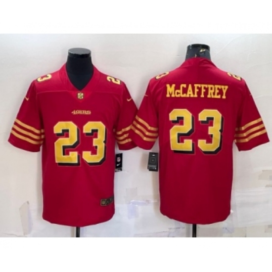 Men's San Francisco 49ers #23 Christian McCaffrey Red Gold Vapor Untouchable Limited Stitched Jersey - Ujersey
