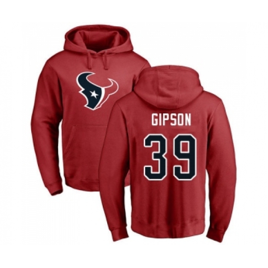 Football Houston Texans #39 Tashaun Gipson Red Name & Number Logo Pullover Hoodie - Ujersey