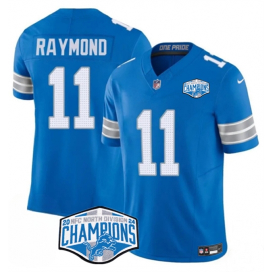 Men's Detroit Lions #11 Kalif Raymond Blue 2024 NFC North Champions F.U.S.E. Vapor Limited Stitched Jersey - Ujersey