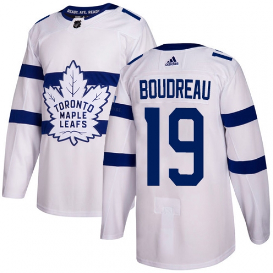 Men's Adidas Toronto Maple Leafs #19 Bruce Boudreau Authentic White 2018 Stadium Series NHL Jersey - Ujersey