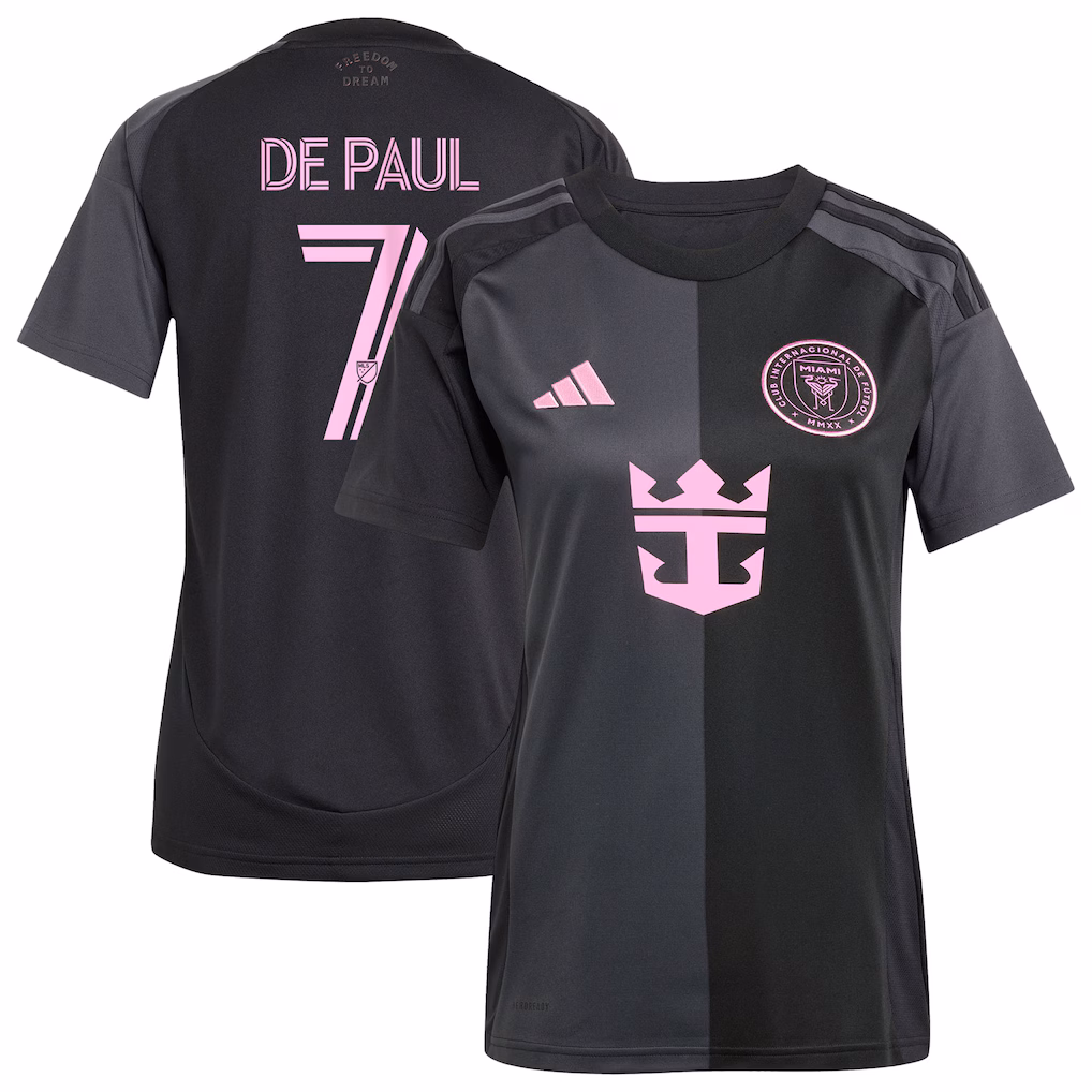 Women's Inter Miami CF Rodrigo De Paul adidas Black 2025 The Fortitude Kit Replica Player Jersey - Ujersey NHL