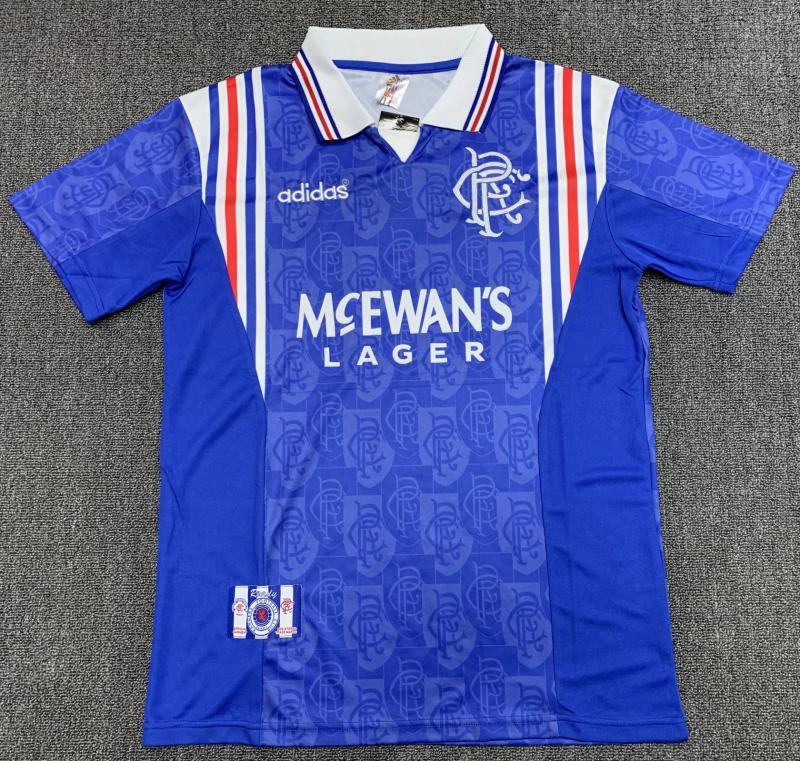 Rangers FC Retro Soccer Jersey Home Custom Shirt 1996-97 - ujerseystore