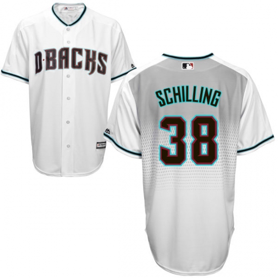 Men's Majestic Arizona Diamondbacks #38 Curt Schilling Authentic White/Capri Cool Base MLB Jersey