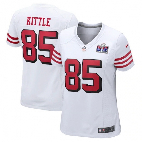 Women's San Francisco 49ers #85 George Kittle New White 2023 F U S E Vapor Untouchable Limited Stitched Football 2024 Super Bowl LVIII Jersey - Ujersey