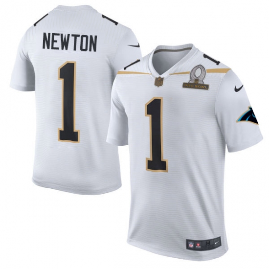 Men's Nike Carolina Panthers #1 Cam Newton Elite White Team Rice 2016 Pro Bowl NFL Jersey - Ujersey
