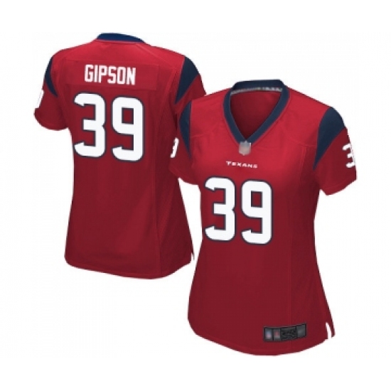 Women's Houston Texans #39 Tashaun Gipson Game Red Alternate Football Jersey - Ujersey