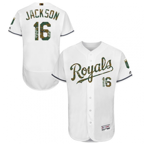 Men's Majestic Kansas City Royals #16 Bo Jackson Authentic White 2016 Memorial Day Fashion Flex Base MLB Jersey - Ujersey