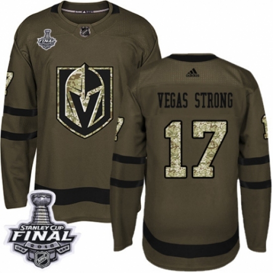 Youth Adidas Vegas Golden Knights #17 Vegas Strong Authentic Green Salute to Service 2018 Stanley Cup Final NHL Jersey - Ujersey