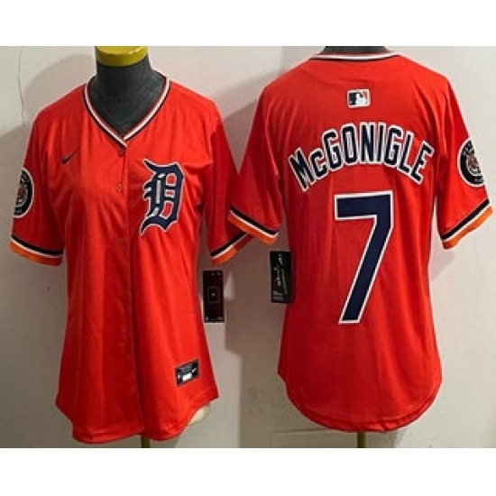 Women's Detroit Tigers #7 Kevin McGonigle Orange Limited Jersey - Ujersey