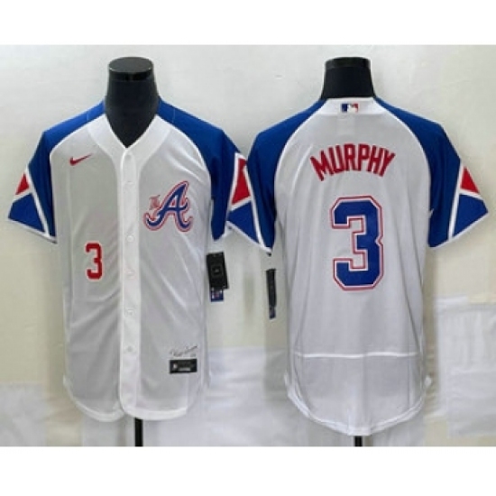 Men's Atlanta Braves #3 Dale Murphy Number White 2023 City Connect Flex Base Stitched Jersey1 - Ujersey