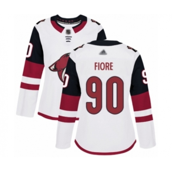Women's Arizona Coyotes #90 Giovanni Fiore Authentic White Away Hockey Jersey - Ujersey