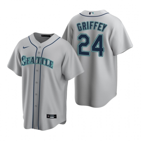 Men's Nike Seattle Mariners #24 Ken Griffey Jr. Gray Road Stitched Baseball Jersey - Ujersey