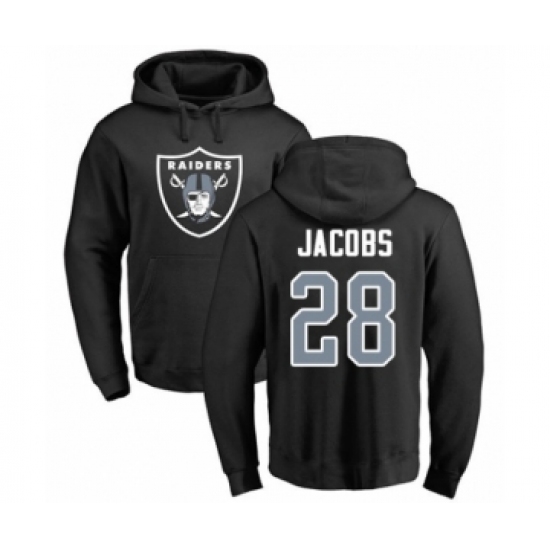 Football Oakland Raiders #28 Josh Jacobs Black Name & Number Logo Pullover Hoodie - Ujersey