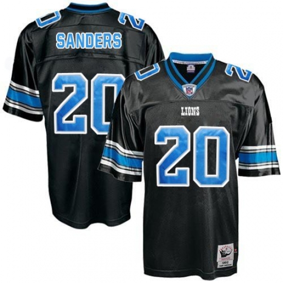 Mitchell And Ness Detroit Lions #20 Barry Sanders Black Authentic Throwback NFL Jersey - Ujersey