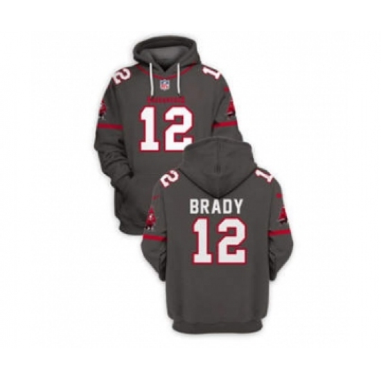 Men's Tampa Bay Buccaneers #12 Tom Brady 2021 Gray Pullover Football Hoodie - Ujersey