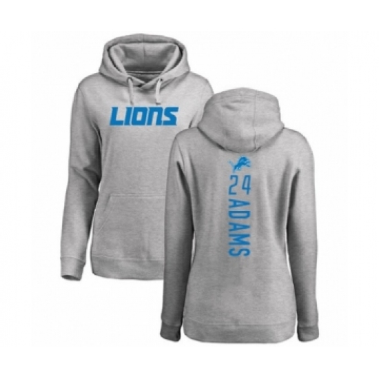 Football Women's Detroit Lions #24 Andrew Adams Ash Backer Pullover Hoodie - Ujersey