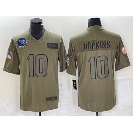 Men's Nike Tennessee Titans #10 DeAndre Hopkins NEW Olive 2019 Salute To Service Stitched Limited Jersey - Ujersey