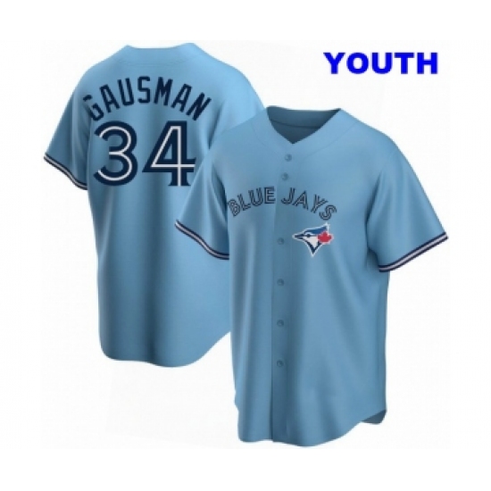 YOUTH TORONTO BLUE JAYS 34 #34 KEVIN GAUSMAN BLUE POWDER ALTERNATE JERSEY - Ujersey