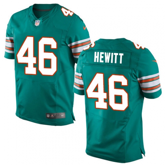 Men's Nike Miami Dolphins #46 Neville Hewitt Elite Aqua Green Alternate NFL Jersey - Ujersey