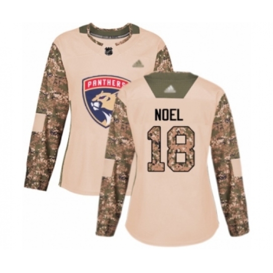 Women's Florida Panthers #18 Serron Noel Authentic Camo Veterans Day Practice Hockey Jersey - Ujersey