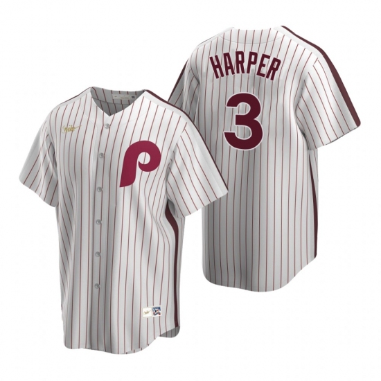 Men's Nike Philadelphia Phillies #3 Bryce Harper White Cooperstown Collection Home Stitched Baseball Jersey - Ujersey