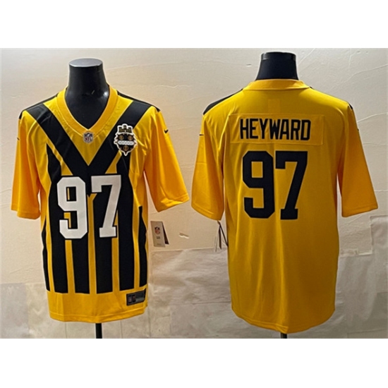 Men's Pittsburgh Steelers #97 Cameron Heyward Gold 1933 Throwback Alternate Football Stitched Game Jersey - Ujersey